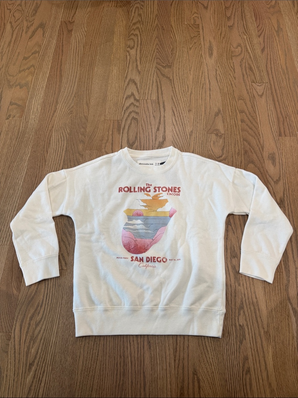 abercrombie kids White Rolling Stones San Diego Sunset Graphic Sweatshirt